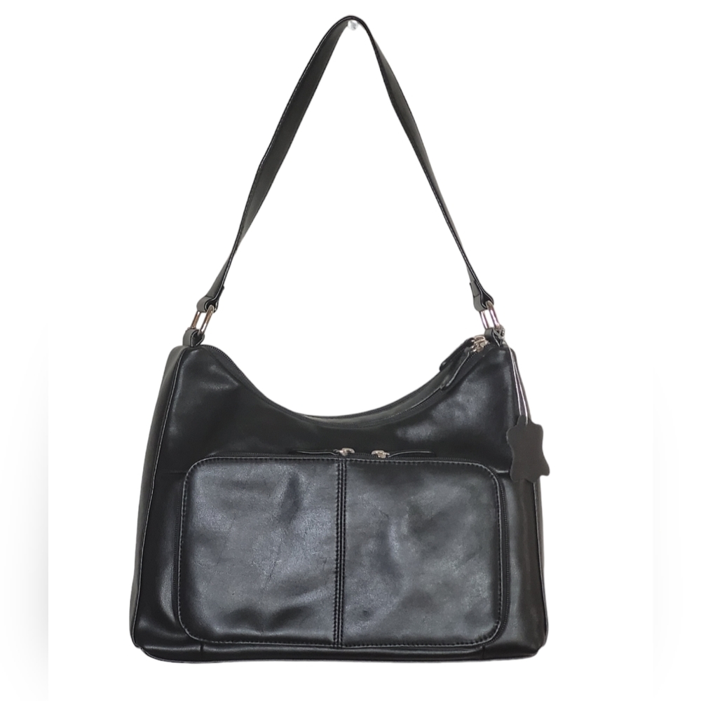 Giani Bernini Black Leather Satchel Hobo Shoulder Bag